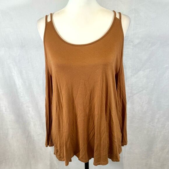 Active USA double strap long sleeve off shoulder rust color top size large - Picture 1 of 4